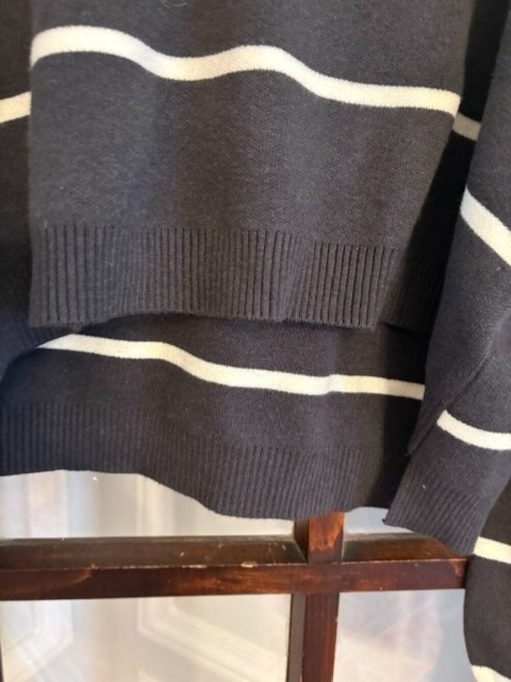 Free People Paulie Turtleneck Sweater in Gray with White Stripes, Size XS - Picture 2 of 8